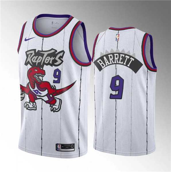Men's Toronto Raptors #9 RJ Barrett White Classic Edition Stitched Basketball Jersey Dzhi